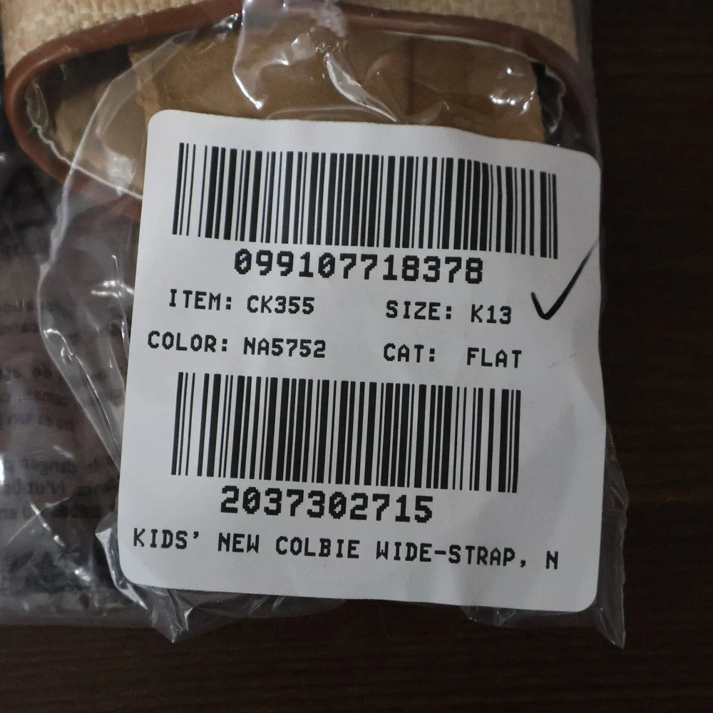 Crewcuts‎ Sandals Girls K13 Tan Beige Colbie Wide Strap Slides Buckle Detail NWT